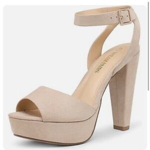 Dream Pairs Nude Platform Heels with Ankle Strap